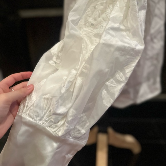 Dream By Sister Jane White Sheer Floral Blouse with Bell Sleeves - Picture 7 of 14